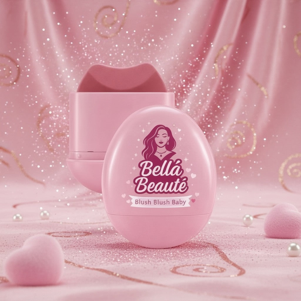 Bella Beauté Creamy Blush in pink, a mini blush for cheeks and lips with a smooth, buttery formula for a natural glow.