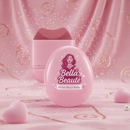 Bella Beauté Creamy Blush in pink, a mini blush for cheeks and lips with a smooth, buttery formula for a natural glow.