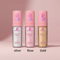 Bella Beauté Shimmer Magic Body Glow in Silver, Rose, and Gold shades. Loose shimmer powder for face and body.