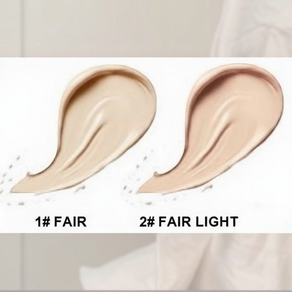 Bella Beauté Bright & Blur Concealer swatches in shades 1 Fair and 2 Fair Light. Creamy, lightweight formula.