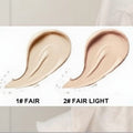 Bella Beauté Bright & Blur Concealer swatches in shades 1 Fair and 2 Fair Light, showing creamy texture.