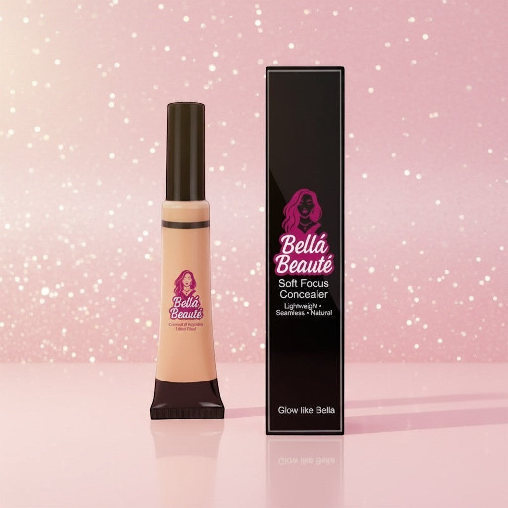 Bella Beauté Soft Focus Concealer in a light beige shade, with a creamy texture and a seamless, natural finish.