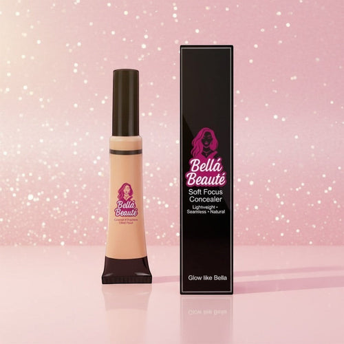 Bella Beauté Soft Focus Concealer in a light beige shade, with a creamy texture and a seamless, natural finish.